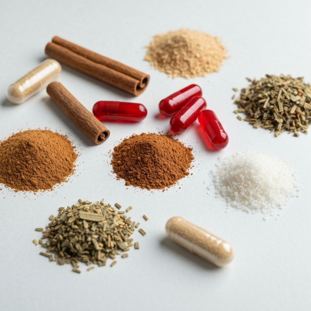 Close-up of natural supplement ingredients and formula composition