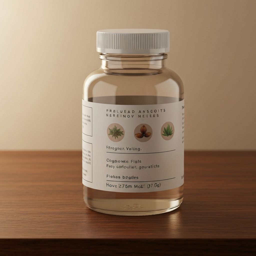 Detailed view of supplement ingredient labels and composition